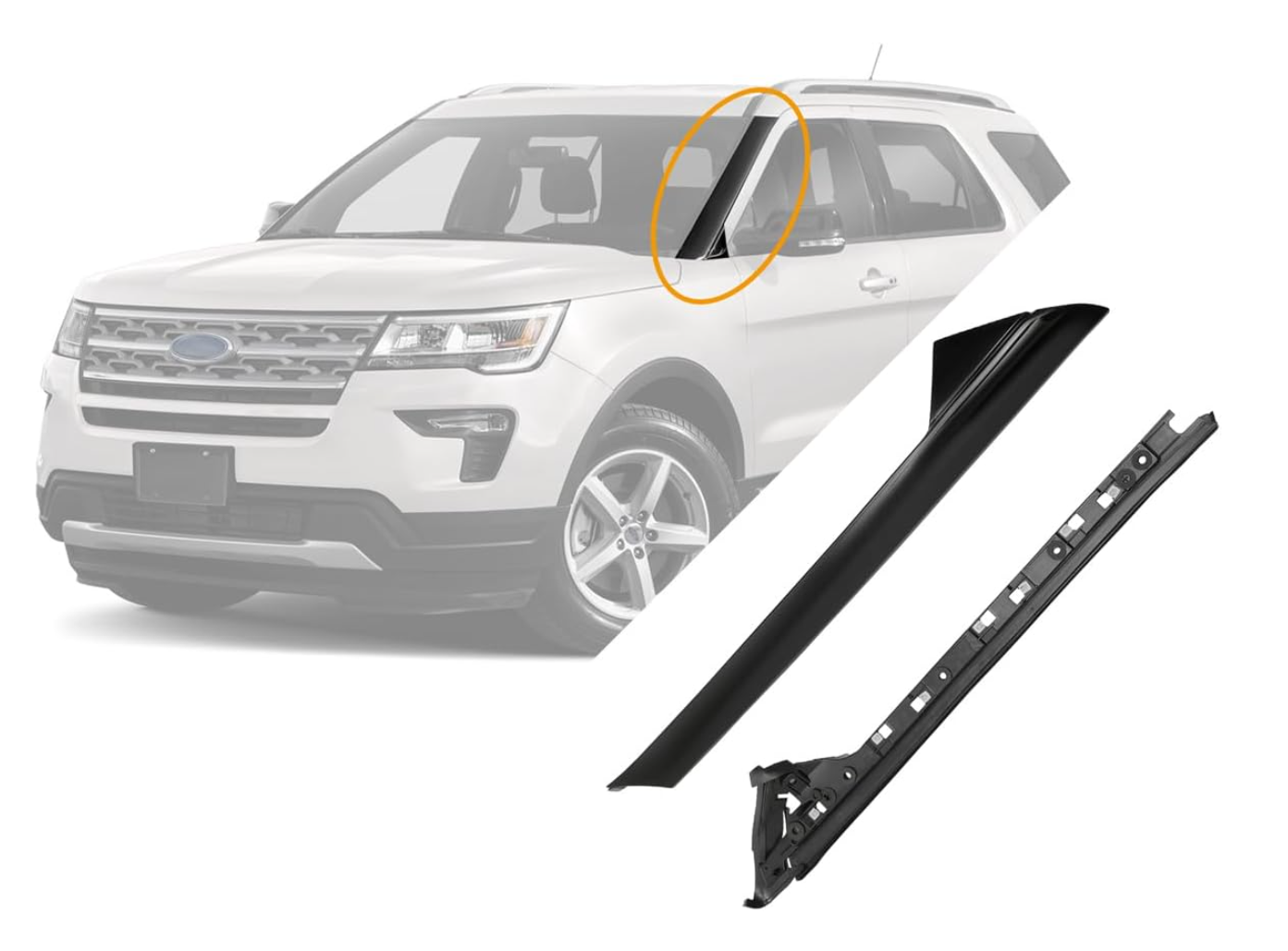 საქარე მინის მოლდინგი EXPLORER 2011-2018 (კომპლექტი სტოიკის პლასმასი) 